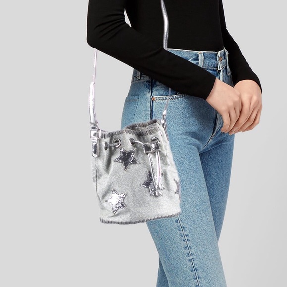 Stella Mccartney Star Glitter Bucket Bag In Storm Grey - Picture 4 of 12